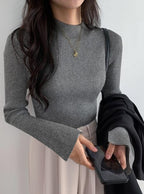 GRL k9086d High Neck Flare Sleeve Rib Knit Top 高領喇叭袖羅紋針織上衣 8