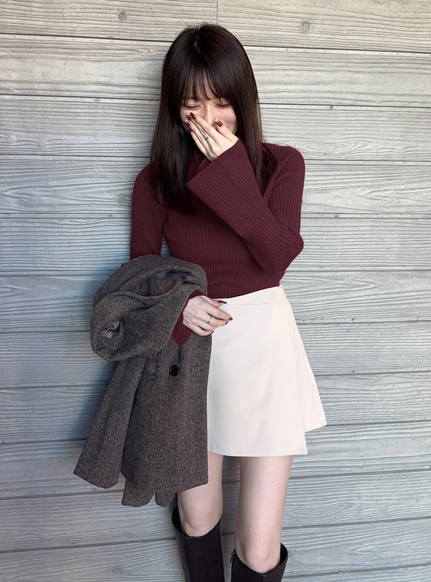 GRL k9086d High Neck Flare Sleeve Rib Knit Top 高領喇叭袖羅紋針織上衣 9