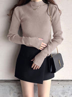 Thumbhole Long-Sleeve Knit Top 拇指孔長袖針織上衣 [k9206d] 1