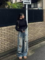 Thumbhole Long-Sleeve Knit Top 拇指孔長袖針織上衣 [k9206d] 10