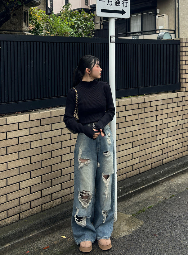 Thumbhole Long-Sleeve Knit Top 拇指孔長袖針織上衣 [k9206d] 10