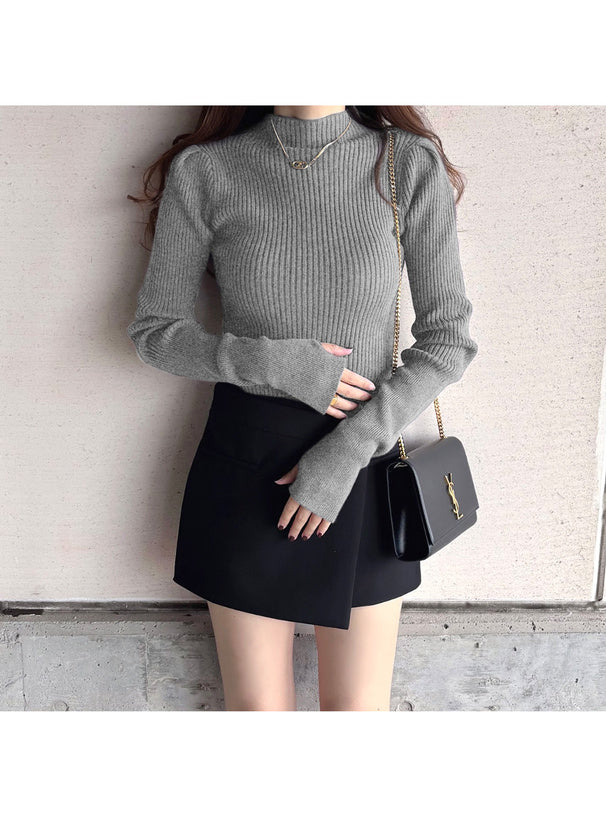Thumbhole Long-Sleeve Knit Top 拇指孔長袖針織上衣 [k9206d] 12