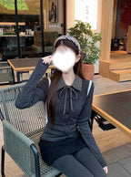 ks290 Check Collar Ribbon Top 格紋領蝴蝶結上衣 2