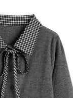 ks290 Check Collar Ribbon Top 格紋領蝴蝶結上衣 5