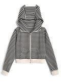 Animal-Ear Striped Zip Hoodie 動物耳朵條紋拉鍊連帽上衣 [ks291] — image 圖片 4