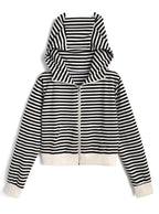 Animal-Ear Striped Zip Hoodie 動物耳朵條紋拉鍊連帽上衣 [ks291] — image 圖片 4