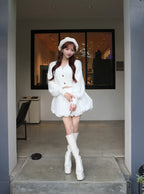 Gold-Button Shaggy Knit Cropped Cardigan 金色鈕扣毛絨針織短版開襟外套 image 9