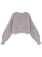 Gold-Button Shaggy Knit Cropped Cardigan 金色鈕扣毛絨針織短版開襟外套 image 12