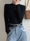 Bottle Neck Ribbed Knit Top 瓶口領羅紋針織上衣 [mh108]