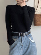 Bottle Neck Ribbed Knit Top 瓶口領羅紋針織上衣 [mh108]