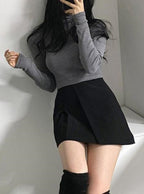 Bottle Neck Ribbed Knit Top 瓶口領羅紋針織上衣 [mh108]