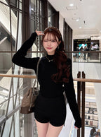 Bottle Neck Ribbed Knit Top 瓶口領羅紋針織上衣 [mh108]