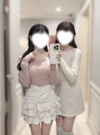 Double Lace Ribbon Ribbed Knit Top 雙蕾絲蝴蝶結羅紋針織上衣 [lg02] — Image 2