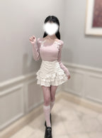 Double Lace Ribbon Ribbed Knit Top 雙蕾絲蝴蝶結羅紋針織上衣 [lg02] — Image 8