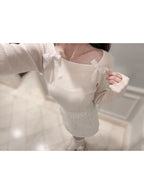 Double Lace Ribbon Ribbed Knit Top 雙蕾絲蝴蝶結羅紋針織上衣 [lg02] — Image 10
