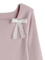 Double Lace Ribbon Ribbed Knit Top 雙蕾絲蝴蝶結羅紋針織上衣 [lg02] — Image 14