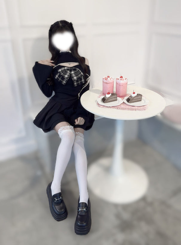 ru1972 Plaid Bow Cutout Knit Top 格紋蝴蝶結挖空針織上衣 2