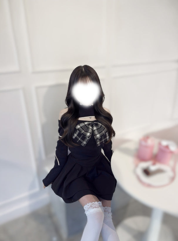 ru1972 Plaid Bow Cutout Knit Top 格紋蝴蝶結挖空針織上衣 3