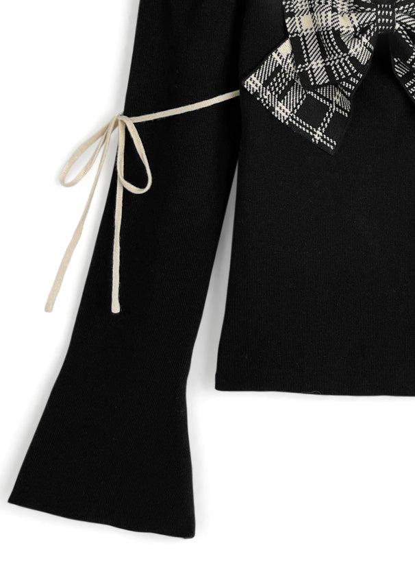 ru1972 Plaid Bow Cutout Knit Top 格紋蝴蝶結挖空針織上衣 8