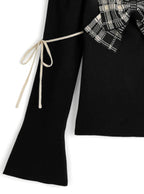 ru1972 Plaid Bow Cutout Knit Top 格紋蝴蝶結挖空針織上衣 8