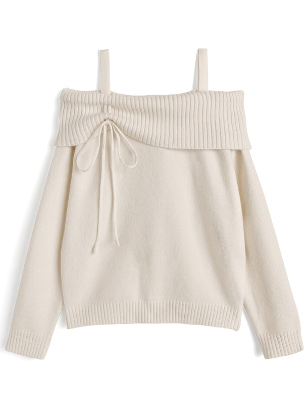 Off Shoulder Ribbon Knit Top 露肩蝴蝶結針織上衣 [th085] — 5