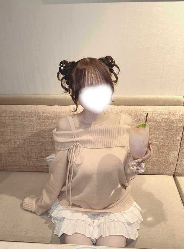 Off Shoulder Ribbon Knit Top 露肩蝴蝶結針織上衣 [th085] — 6