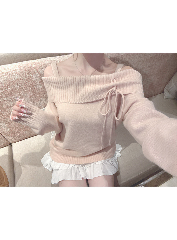 Off Shoulder Ribbon Knit Top 露肩蝴蝶結針織上衣 [th085] — 7