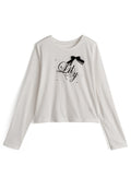 ze1088 Ribbon and Pearl Logo Embroidered Long Sleeve T-Shirt 蝴蝶結珍珠標誌刺繡長袖T恤 4