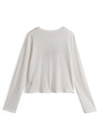 ze1088 Ribbon and Pearl Logo Embroidered Long Sleeve T-Shirt 蝴蝶結珍珠標誌刺繡長袖T恤 7