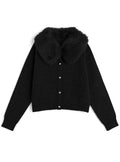 Cardigan with Detachable Faux Fur Collar 可拆式仿皮草領針織開襟衫 [fo2194]