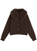 Cardigan with Detachable Faux Fur Collar 可拆式仿皮草領針織開襟衫 [fo2194]