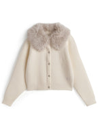 Cardigan with Detachable Faux Fur Collar 可拆式仿皮草領針織開襟衫 [fo2194]