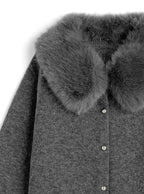 Cardigan with Detachable Faux Fur Collar 可拆式仿皮草領針織開襟衫 [fo2194]