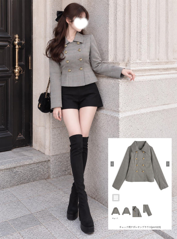 Glen Check Napoleon Blouse 格紋拿破崙風襯衫 [pm1025] 1