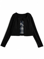 nz59 Check Bustier Camisole and Cardigan Set 格紋胸衣式吊帶背心與開襟外套套裝 4