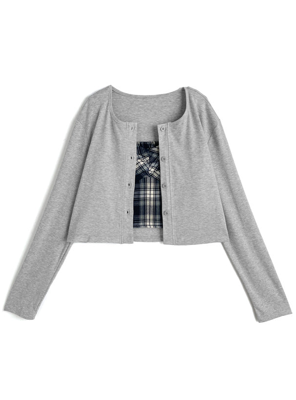 nz59 Check Bustier Camisole and Cardigan Set 格紋胸衣式吊帶背心與開襟外套套裝 5
