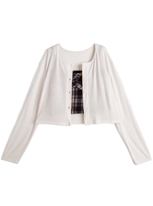 nz59 Check Bustier Camisole and Cardigan Set 格紋胸衣式吊帶背心與開襟外套套裝 6