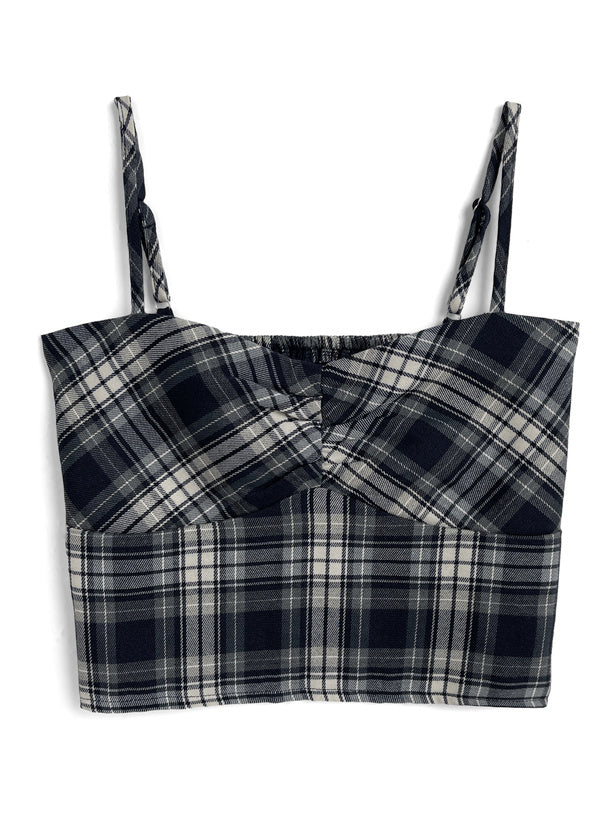 nz59 Check Bustier Camisole and Cardigan Set 格紋胸衣式吊帶背心與開襟外套套裝 12