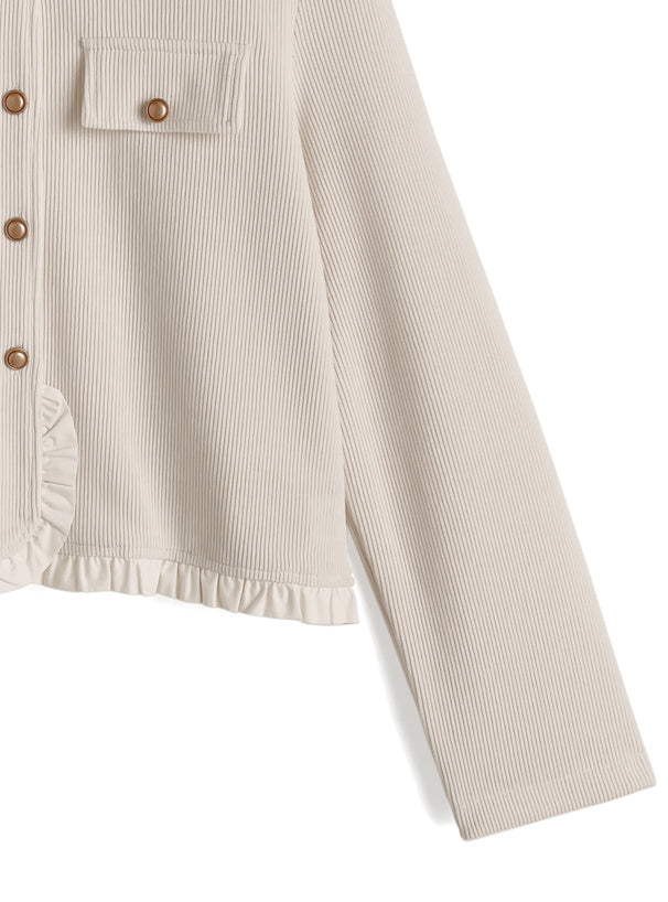 Corduroy Frill Collarless Jacket 燈芯絨荷葉邊無領外套 [nz67] — 9