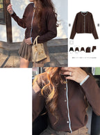 Contrast Layered-Look Knit Cardigan 撞色假兩件針織開襟衫 [on455] image 1