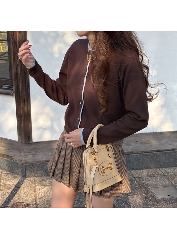 Contrast Layered-Look Knit Cardigan 撞色假兩件針織開襟衫 [on455] image 2