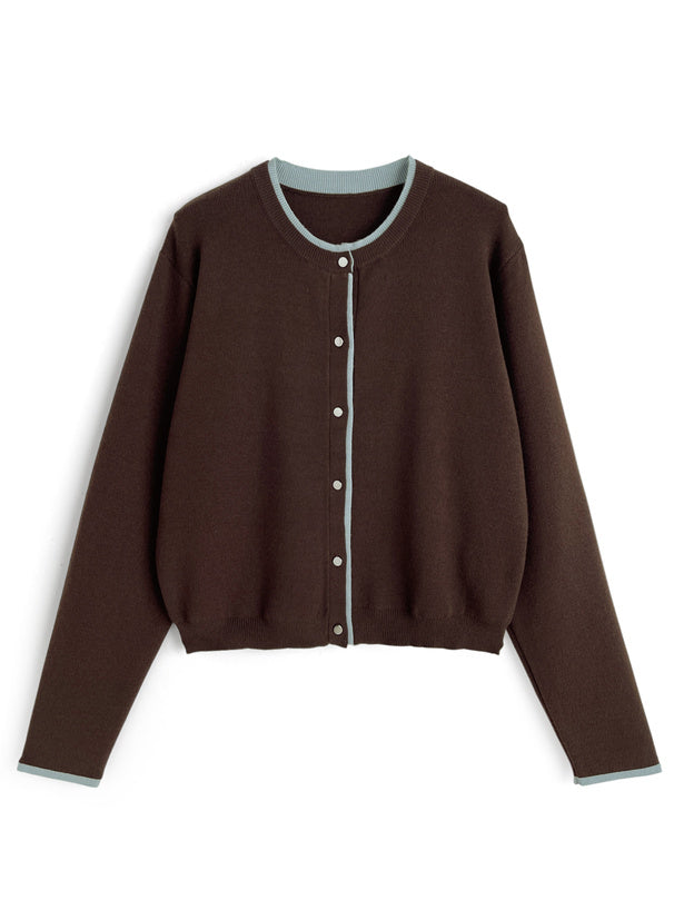 Contrast Layered-Look Knit Cardigan 撞色假兩件針織開襟衫 [on455] image 5
