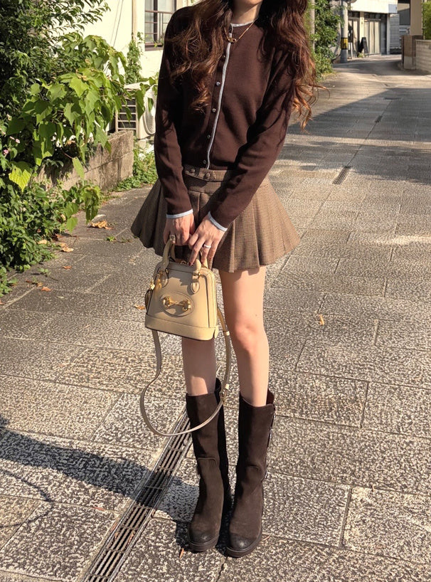 Contrast Layered-Look Knit Cardigan 撞色假兩件針織開襟衫 [on455] image 7