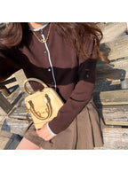 Contrast Layered-Look Knit Cardigan 撞色假兩件針織開襟衫 [on455] image 8