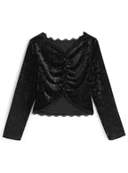 Gathered Lace-Trim Velour Cardigan 蕾絲滾邊抓皺絨面開襟衫 [on462] — 4