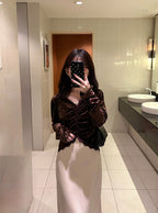 Gathered Lace-Trim Velour Cardigan 蕾絲滾邊抓皺絨面開襟衫 [on462] — 8