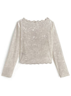 Gathered Lace-Trim Velour Cardigan 蕾絲滾邊抓皺絨面開襟衫 [on462] — 9