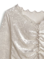 Gathered Lace-Trim Velour Cardigan 蕾絲滾邊抓皺絨面開襟衫 [on462] — 10