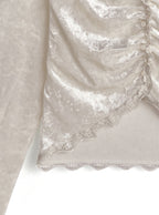 Gathered Lace-Trim Velour Cardigan 蕾絲滾邊抓皺絨面開襟衫 [on462] — 11