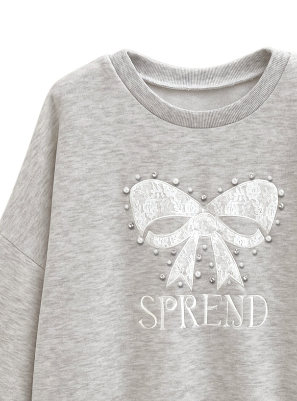 Lace Bow Motif Sweatshirt 蕾絲蝴蝶結圖案衛衣 [pm1009] image 9